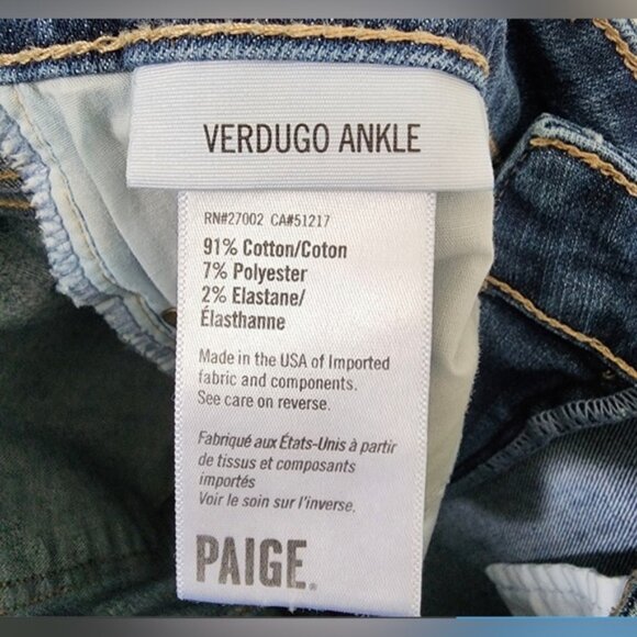 PAIGE Verdugo Ankle Jeans in Orleans Destructed 27 Used - Picture 3 of 6